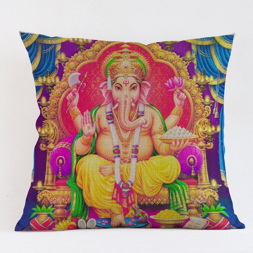 Индийский Таиланд Хануман Шива Генеша принт поклонение диван пледы подушки хлопок белье квадратная религия поклонение подушка 45x45 см 45x45 No Filling